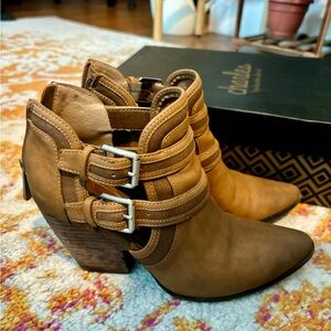 Tan faux suede booties